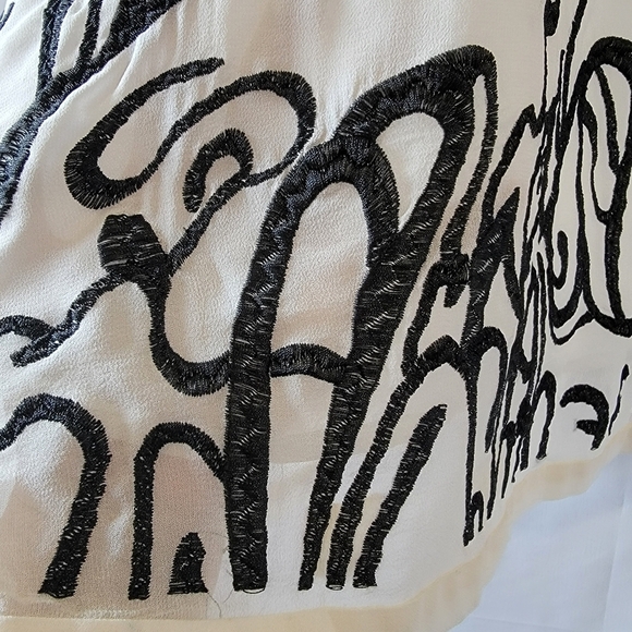 MARC JACOBS White Black Embroidered Silk A-Line Dress 4 Cocktail Formal Designer - Picture 5 of 10